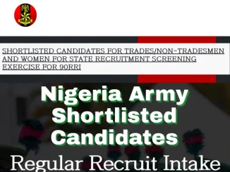 Nigerian Army 90RRI Shortlisted Candidates